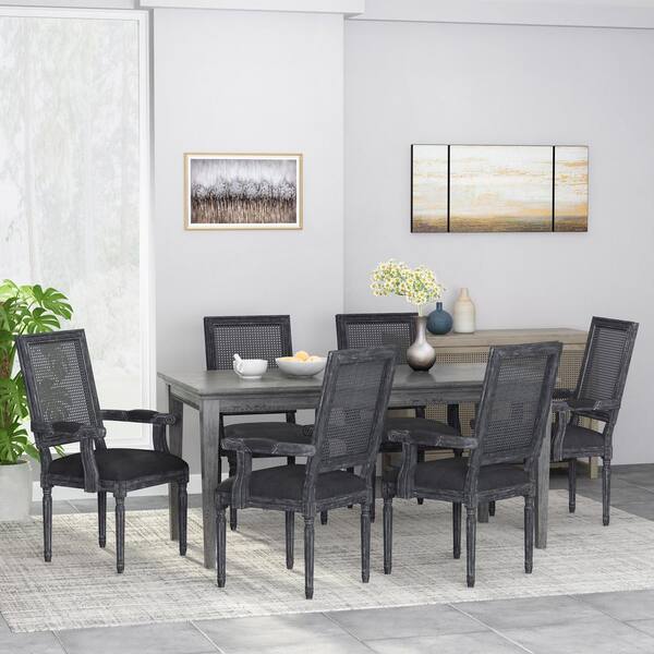 Noble House Beckstrom Black and Gray Upholstered Dining Side Chair (Set of  6) 106952 - The Home Depot
