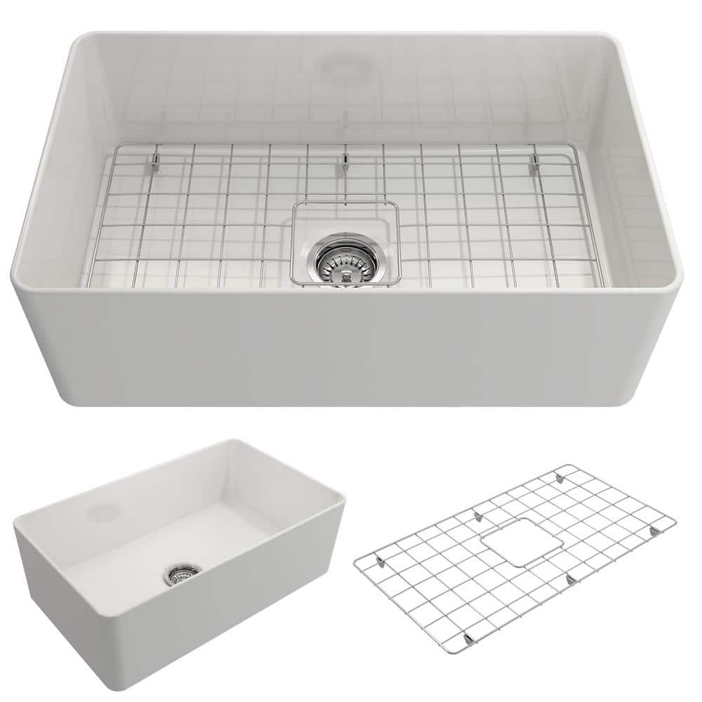 Aderci 30'' White Fireclay Farmhouse Apron-Front Kitchen Sink