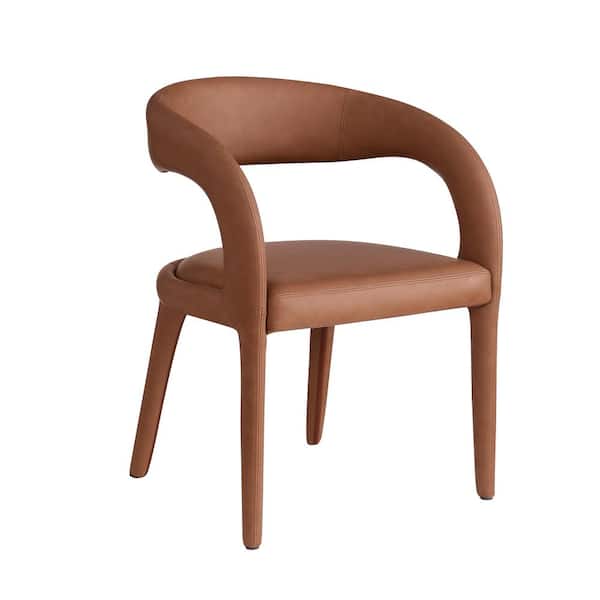 Best Master Furniture Castilla Cognac Faux Leather Metal Arm Chair