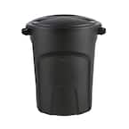 Roughneck 32 Gal. Vented Black Round Trash Can with Lid