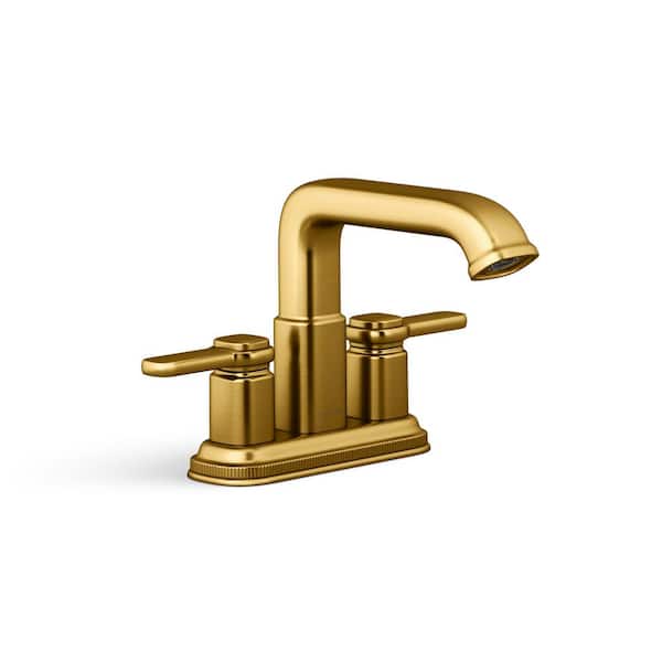 KOHLER Numista 4 in. Centerset 2-Handle Bathroom Faucet in Vibrant Brushed Moderne Brass
