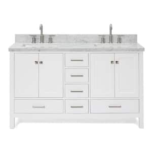 Cambridge 61 in. W x 22 in. D x 36 in. H Bath Vanity in White with Marble Vanity Top in Whites