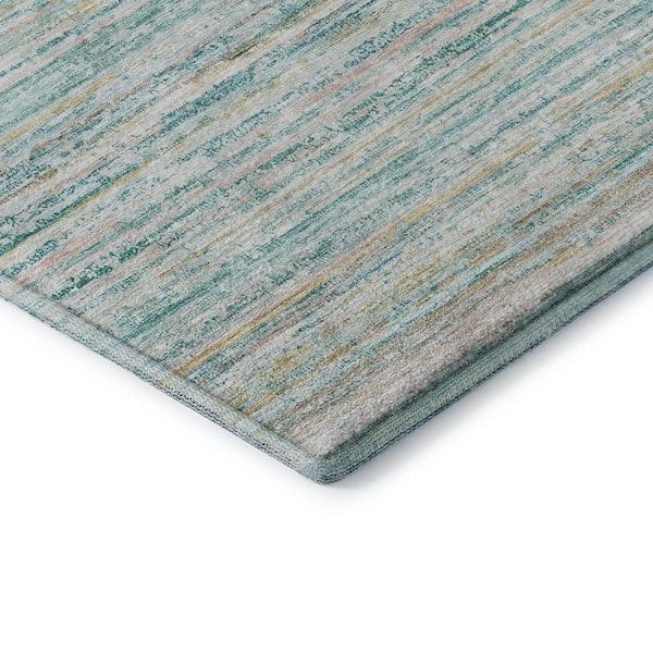 Mayfield Premium Machine Washable Abstract AMF1239 Teal 9 ft. x 12 ft. Area Rug
