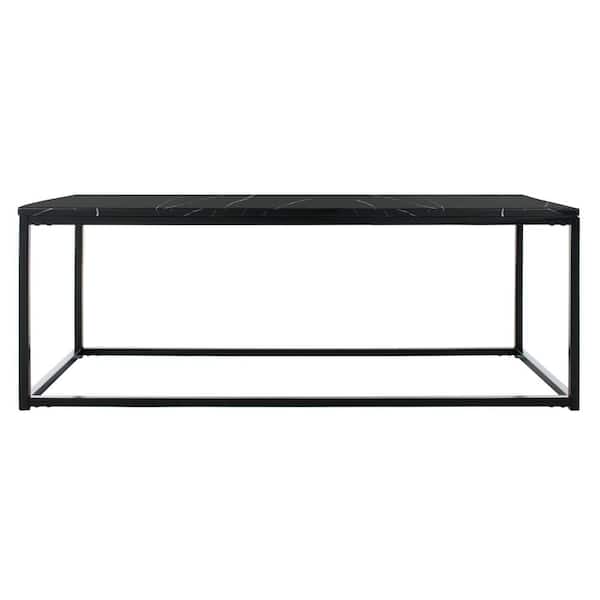 SAFAVIEH Baize 48 in. Black Large Rectangle Wood Coffee Table