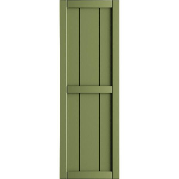 Ekena Millwork 10-3/4 in. x 83 in. True Fit PVC 2-Board Framed Board and Batten Shutters in Moss Green (Per Pair)