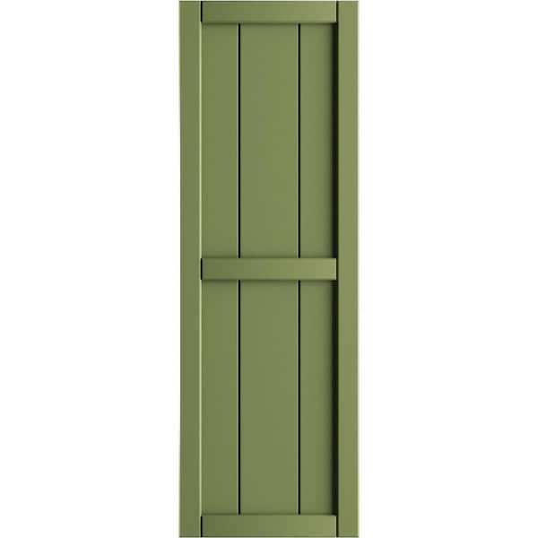 Ekena Millwork 16-1/8 in. x 42 in. True Fit PVC 3-Board Framed Board and Batten Shutters in Moss Green (Per Pair)