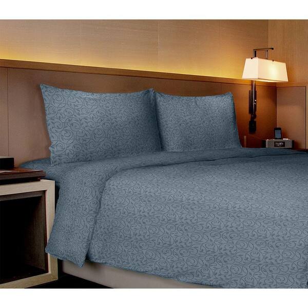 Home Dynamix Willow Collection Vines Medium Blue California King Sheet Set (4-Piece)