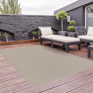 Ribbed Taupe 6 ft. x 8 ft. Indoor/Outdoor Area Rug