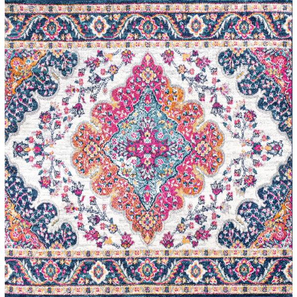 Bohemian FLAIR Boho Vintage Medallion Blue/Multi 3 ft. Square Area Rug