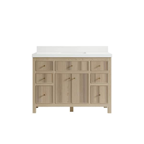 Willow Collections Sonoma Oak 48 in. W x 22 in. D x 36 in. H Bath Vanity in White Oak with 2 in. White Quartz Top