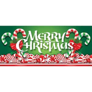 7 ft. x 16 ft. Christmas Candy Christmas Garage Door Decor Mural for Double Car Garage