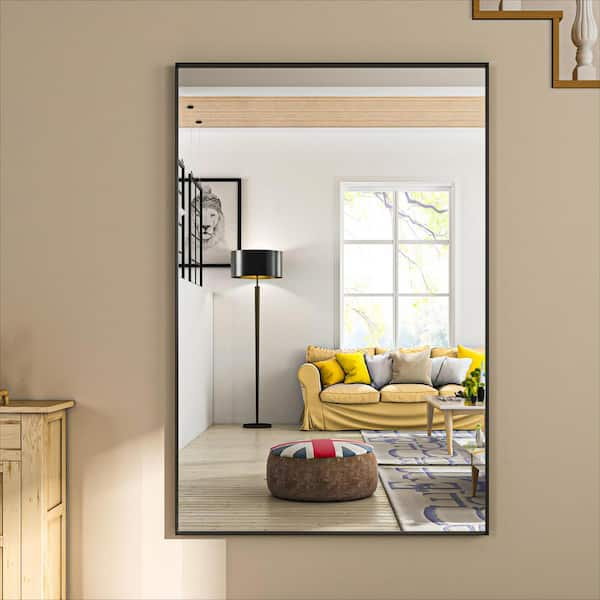 ORGANNICE 48 in. W x 32 in. H Black Rectangle Framed Tempered Glass ...