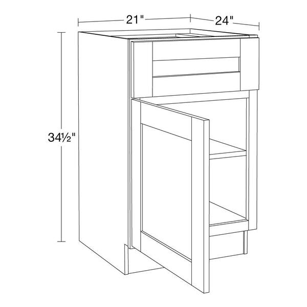Contractor Express Cabinets Arlington Veiled Gray Plywood Shaker Stock Assembled Base Kitchen Cabinet Soft Close 21 in W x 24 in D x 34.5 in H