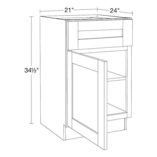 MILL'S PRIDE Richmond Vesuvius Gray Plywood Shaker Ready to Assemble Base Kitchen Cabinet Soft Close 21 in W x 24 in D x 34.5 in H