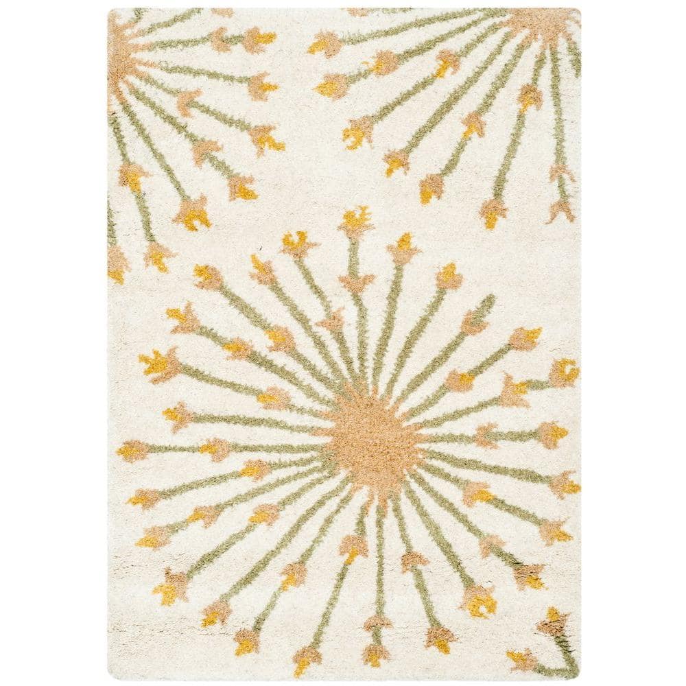 Hand-Tufted Beige Gold Wool Rectangular Area Rug, 2' x 3'