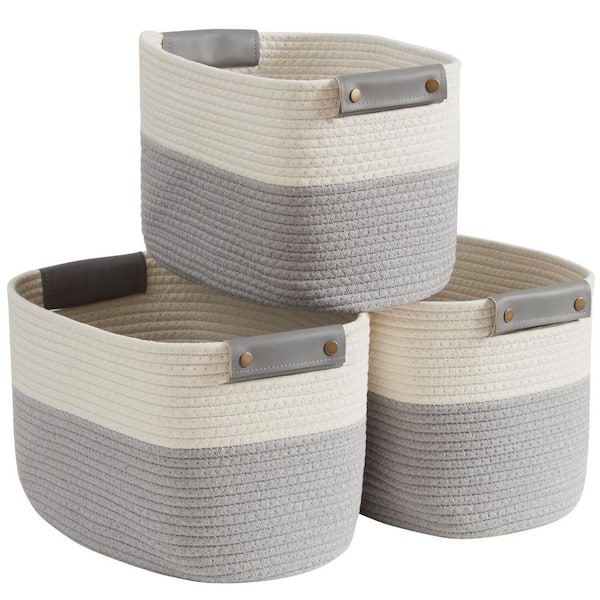 Ornavo Home 3-Pack Cotton Rope Storage Baskets