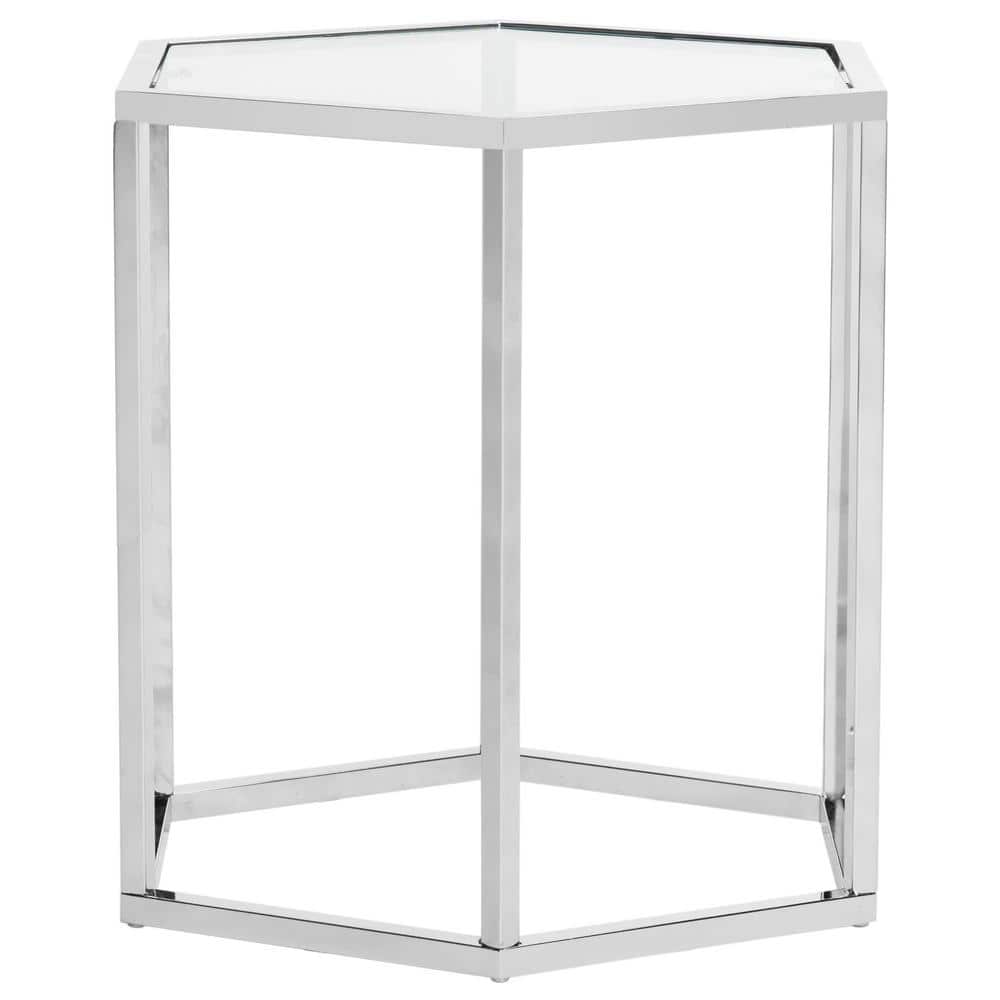 Teagan Chrome Hexagonal Glass End Table