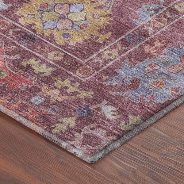 Mayfield Premium Machine Washable Abstract AMF2234 Burgundy 2 ft. x 7 ft. Runner Rug