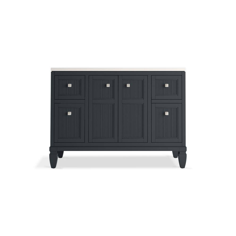 Slate Grey 48-Inch MDF Bathroom Vanity with Quartz Top