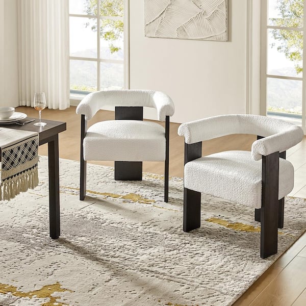 White boucle dining chair discount