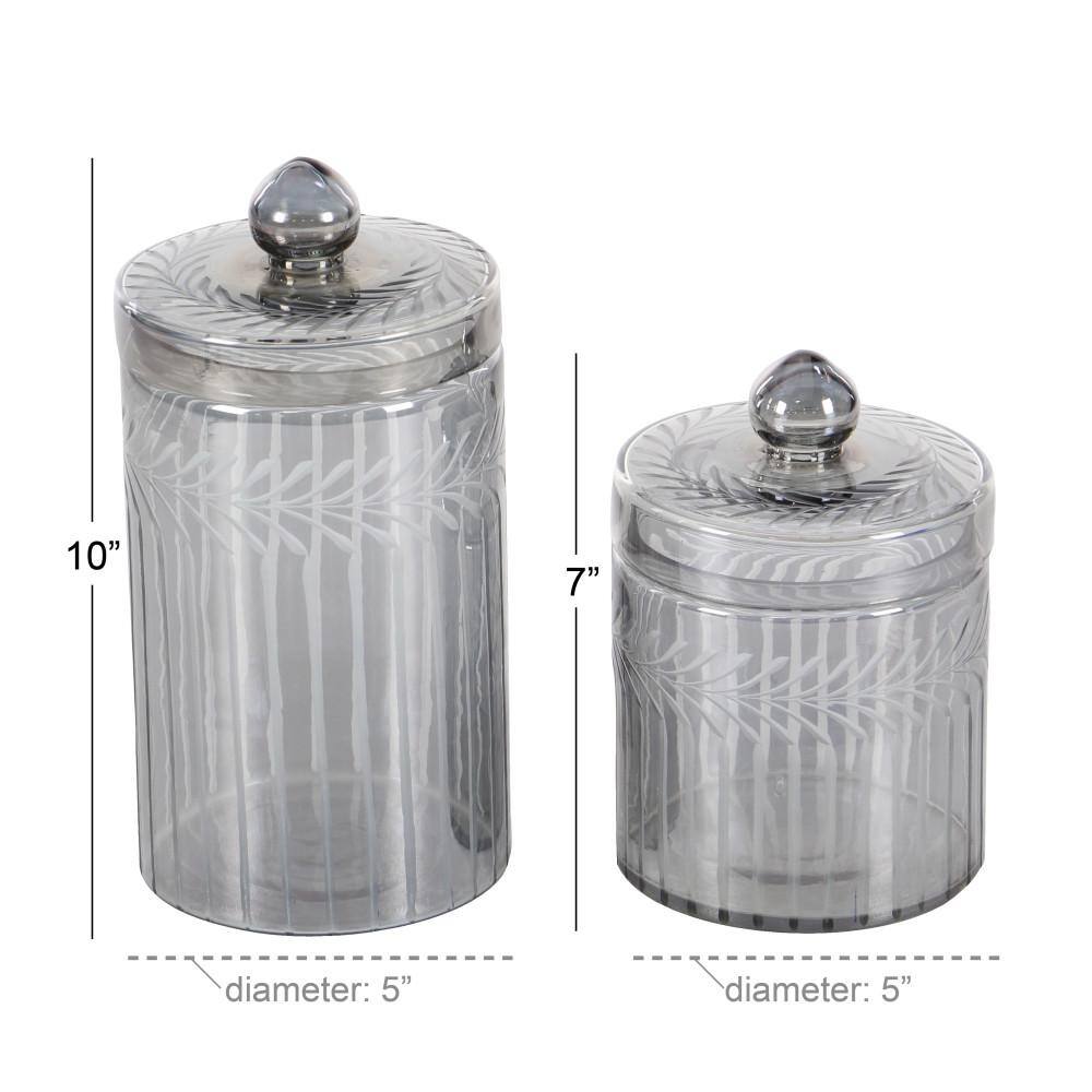 Elegant Gray Glass Handmade Decorative Jar Duo