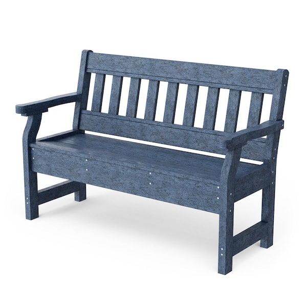 Wildridge Heritage Patriot Blue HDPE Plastic Outdoor Garden Bench