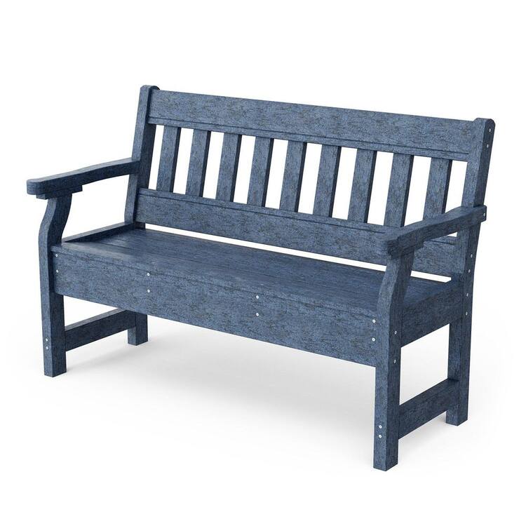 Wildridge Heritage Patriot Blue HDPE Plastic Outdoor Garden Bench