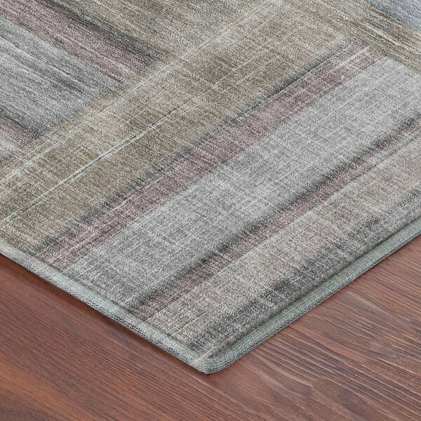 Mayfield Premium Machine Washable Abstract AMF2285 Taupe 8 ft. x 8 ft. Round Rug