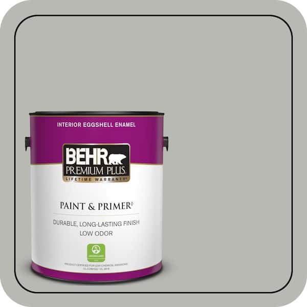 BEHR PREMIUM PLUS 1 gal. #PPU18-11 Classic Silver Eggshell Enamel Low Odor Interior Paint & Primer