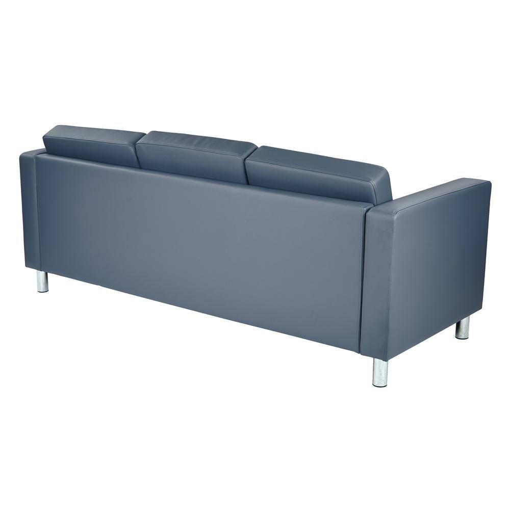 Dillon Blue Faux Leather Lawson Sofa with Track Arms