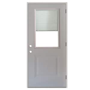 36 in. x 80 in. Element Series 1-Panel 1/2 Lite Mini-Blind White Primed Steel Prehung Front Door