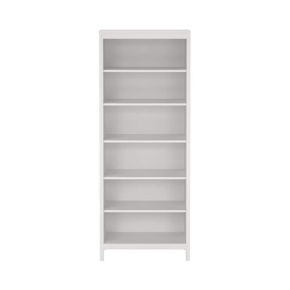 Madrid White Adjustable 6-Shelf Bookcase
