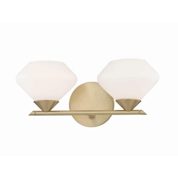 MITZI HUDSON VALLEY LIGHTING Valerie 2-Light Aged Brass Bath Light with Opal Matte Glass Shade