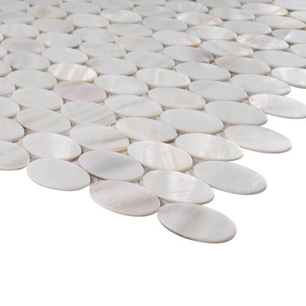 Mother of Pearl White 11.23 in. x 11.82 in. Geometric Glossy Natural Seashell Mosaic Tile (9.3 sq. ft./Case) Mother of Pearl White 11.23 in. x 11.82 in. Geometric Glossy Natural Seashell Mosaic Tile (9.3 sq. ft./Case)