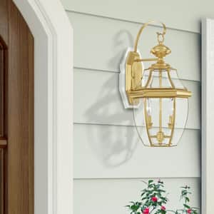 Aston 2 Light Polished Brass Outdoor Wall Sconce