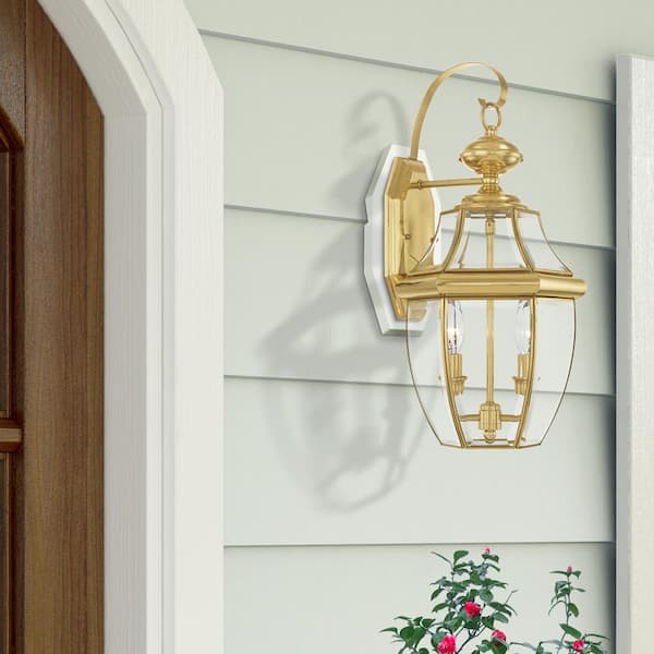 Aston 2 Light Polished Brass Outdoor Wall Sconce
