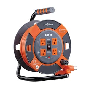 Link2Home 25 ft. 16/3 Extension Cord Storage Reel with 3 Grounded ...