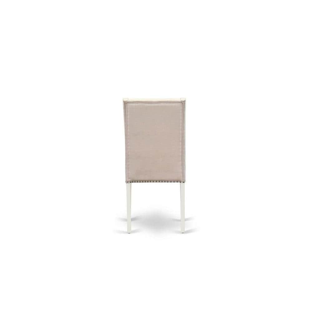 Linen White Modern 5-Piece Round Dining Set with Fabric Chairs