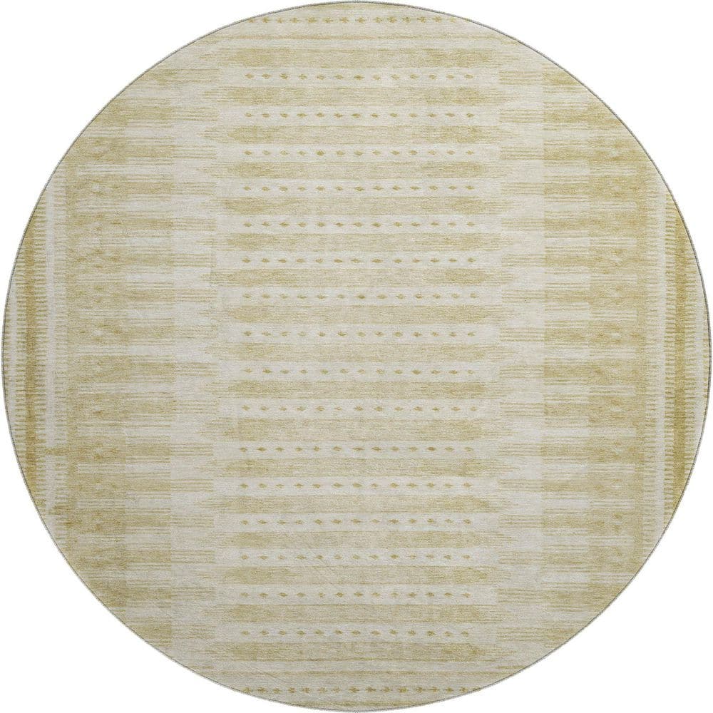 Mayfield Premium Machine Washable Abstract AMF1917 Gold 8 ft. x 8 ft. Round Rug price history on PriceWatchPro