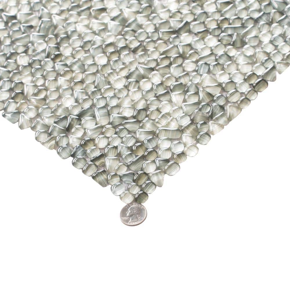 Gray Pebble Polished Glass Mosaic Tile for Kitchen and Bathroom