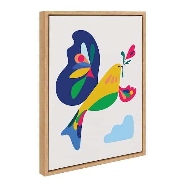Kate and Laurel Colorful Geometric Bird" by Rachel Lee, 1-Piece Framed Canvas Animal Art Print, 18 in. x 24 in.