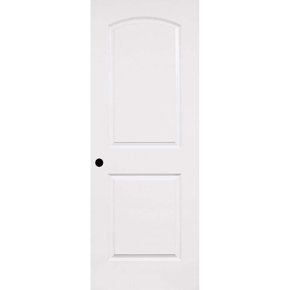 28 in. x 80 in. 2 Panel Roundtop Right-Handed Solid Core White Primed Wood Single Prehung Interior Door w/Nickel Hinges price history on PriceWatchPro