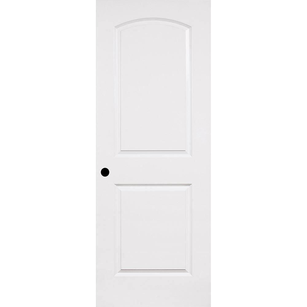 18 in. x 80 in. 2 Panel Roundtop Left-Handed Solid Core White Primed Wood Single Prehung Interior Door w/Bronze Hinges price history on PriceWatchPro
