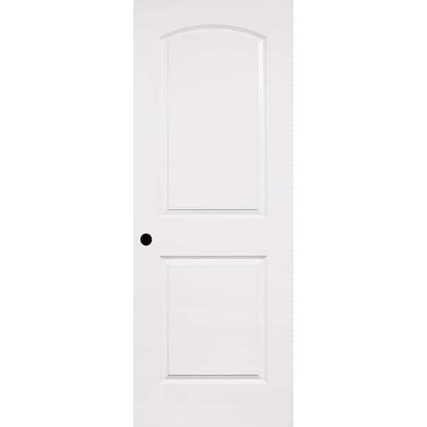 Steves & Sons 28 in. x 80 in. 2 Panel Roundtop Left-Handed Solid Core White Primed Wood Single Prehung Interior Door w/Bronze Hinges