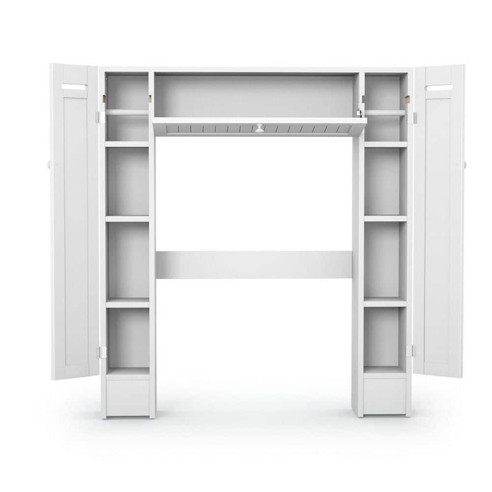 White MDF Over-the-Toilet Storage Cabinet with Adjustable Shelves