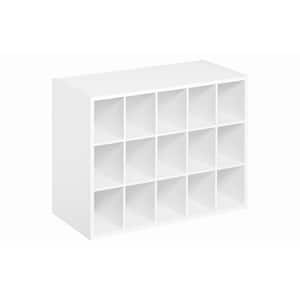 19 in. H x 24 in. W x 12 in. D White Wood Look 15-Cube Storage Organizer