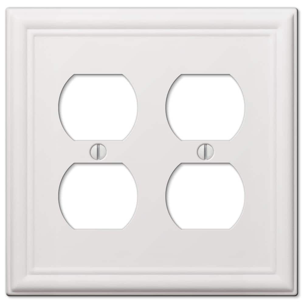 White 2-Gang Stamped Steel Duplex Wall Plate