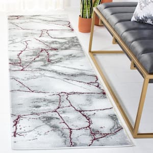 Craft Gray/Wine 2 ft. x 14 ft. Distressed Abstract Runner Rug