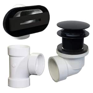 1-1/4 in. Linear Overflow Plumber's Pack with Tee and ADA Tip-Toe Drain in Matte Black
