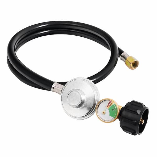 3.5-Foot Universal Gas Grill Propane Regulator and Hose with Pressure Gauge, QCC-1 LP Replacement for Weber
